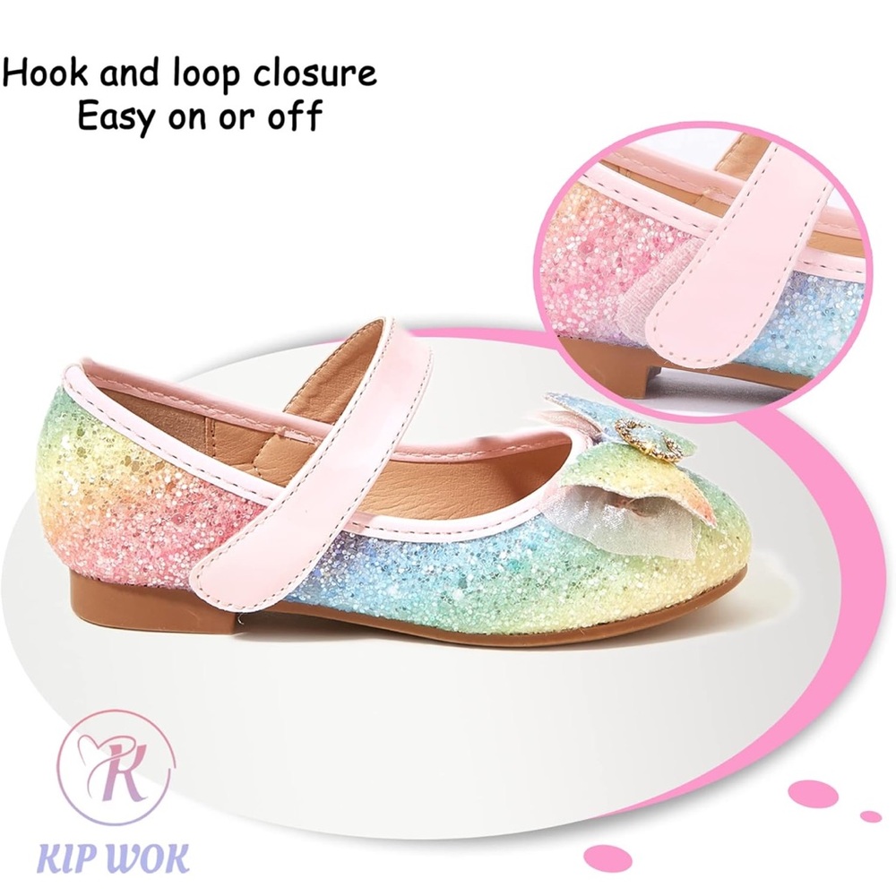 Toddler Girl T7 glitter rainbow dress shoes